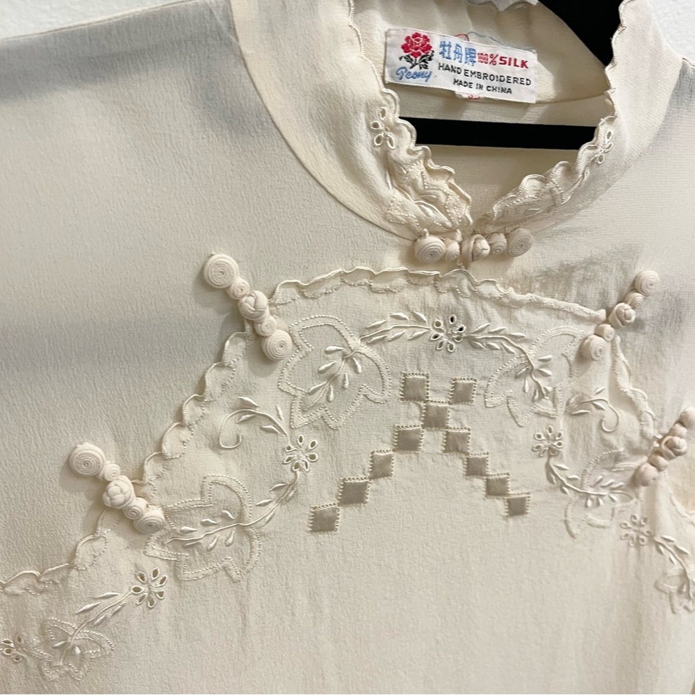 100% Silk Blouse - hand embroidered